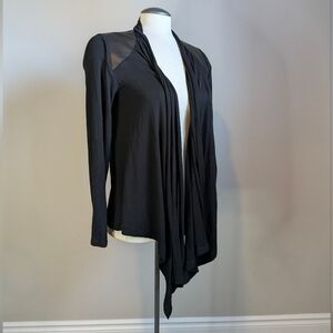 Black Cardigan Blazer Faux Leather Cleo Small Medium Witchy Work Goth